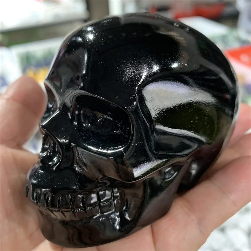 Natural Crystal Obsidian Skull  Carving Polished Quartz Healing Stones Gemstones For Home DIY Decoration 1pcs