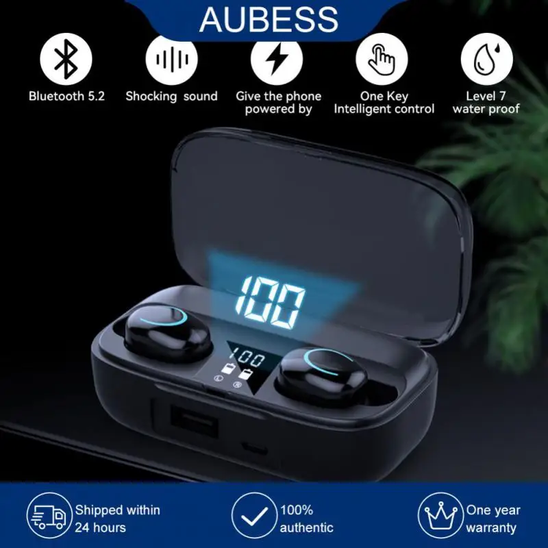 

Music Sports Earphone With Led Digital Display Headset Low Delay With Mic Tws Wireless Headphones Wireless Headphones