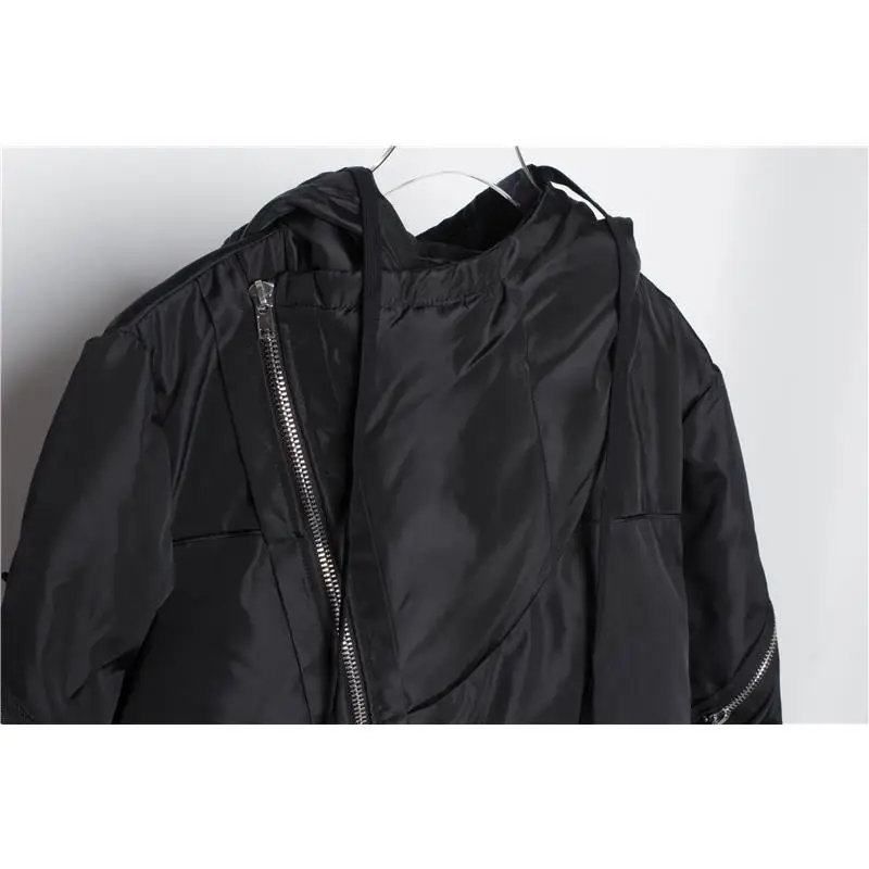 Men's Jacket Parkas Men's Winter Jackets Men's Cold Jacket Medium Length Fashion Personality Niche Zipper Thickened Hooded Coat