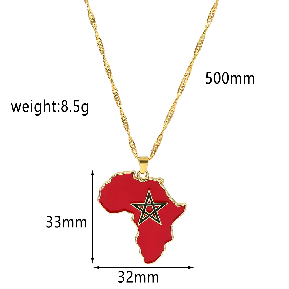 Africa Map Flag Pendant Necklace Gold Color Ghana Nigeria Congo Somalia Angola Liberia Map Necklace African Jewelry Gift images - 6