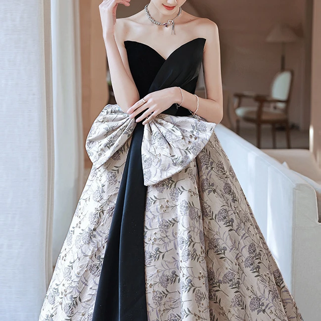 Французские элегантные платья с тонкой талией и принтом для свадебной вечеринки