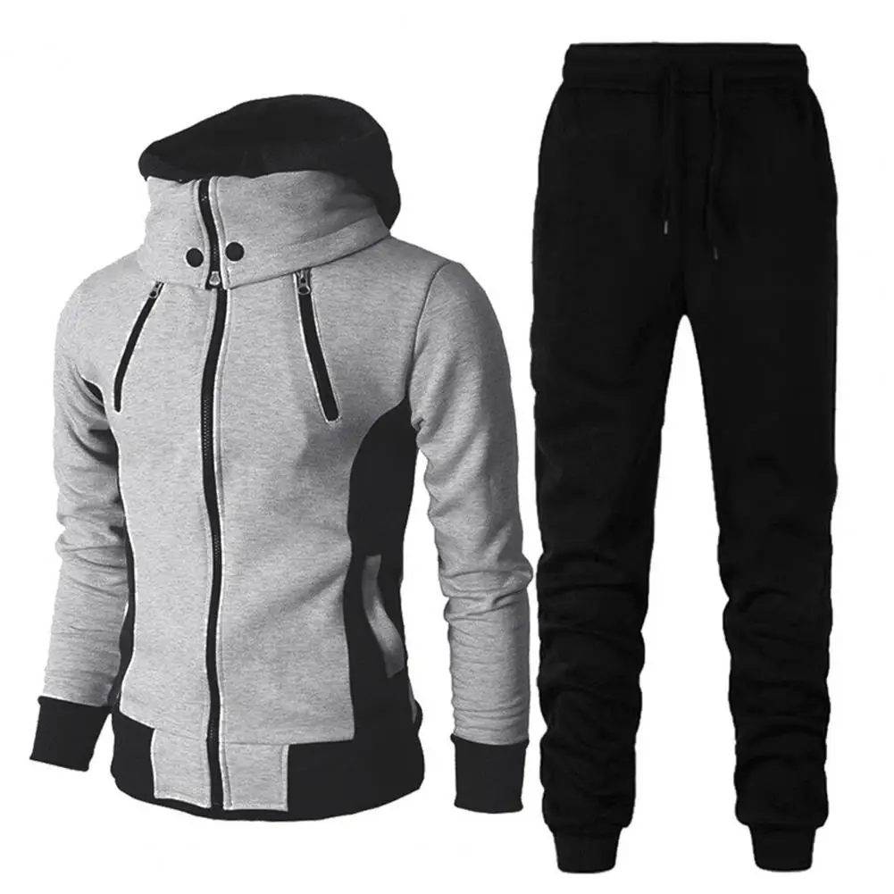 

Men Tracksuit Printed Fleece Zipper Sweatshirt and Sweatpants 2 Pieces Set Casual Streetwear Sportwear Men's Clothing