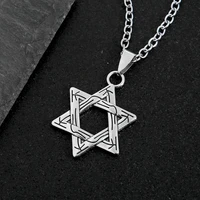 stainless steel unisex accessories necklace retro hexagram double sided pendant couple alloy accessories chains goth wholesale