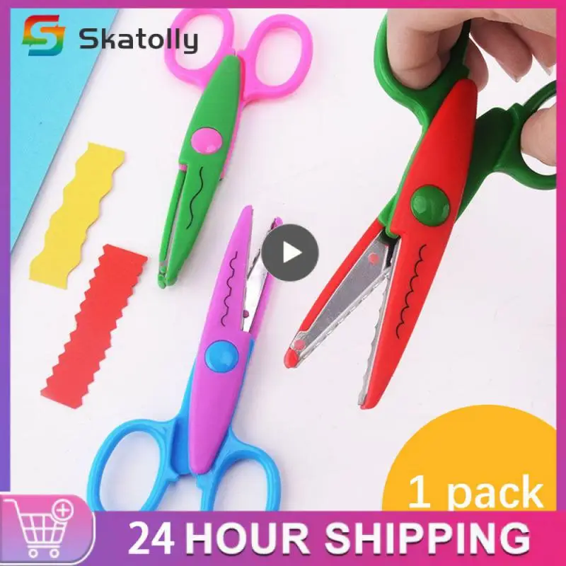 

Lace Cutting Creativity Hand Scissors Household Diy Decorative Scissor 6 Cutting Patterns Childrens Scissors Plastic Binding