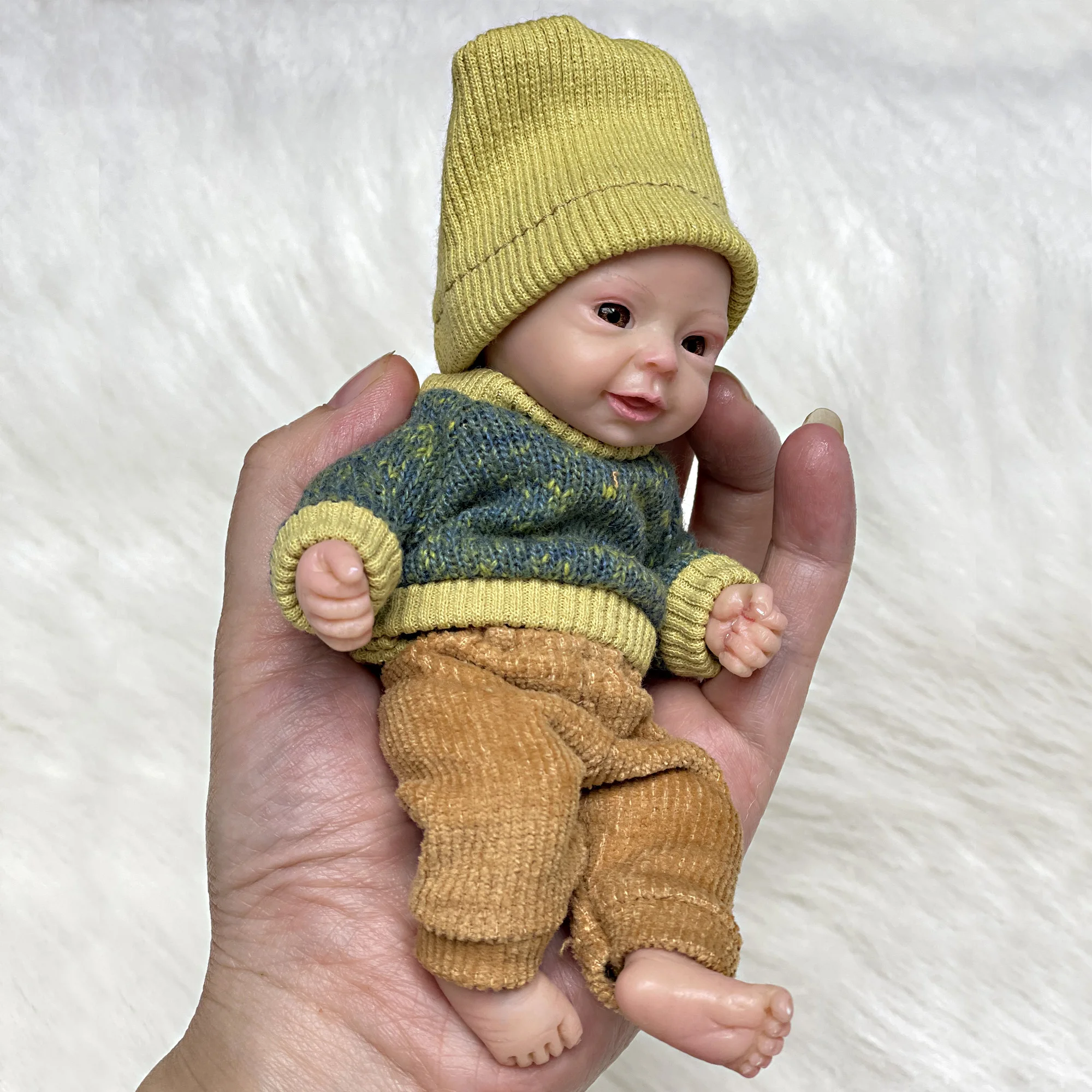 

Lovely 6 Inch Palm Truly Mini Reborn Baby Doll Full Silicone Doll Painted Bebe Reborn Boneca Reborn Corpo De Silicone
