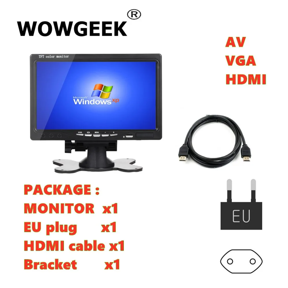 

Портативный монитор для автомобиля, экран 7 дюймов, 1024x600, HDMI, VGA, AV, подходит для съемки ТВ-приставки, Raspberry Pi Switch/router, конфигурация