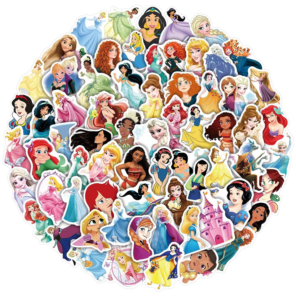 

10/30/50/100pcs Disney Cute Princess Anime Graffiti Stickers Snow White Frozen Cartoon Decals Laptop Guitar Phone Kid Sticker