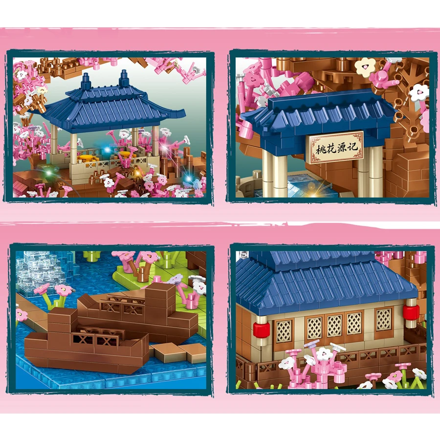 Новый дизайн дом на дереве с цветком персика микроблоки архитектурные модели