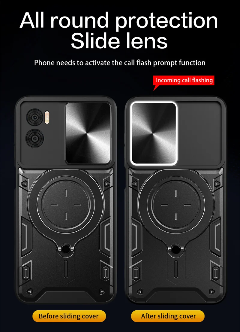 

For Motorola Moto E22i E22 4G Case Slide Camera Protect Armor Stand Phone Case For Motorola Moto E22i E 22i E22 4G Back Cover