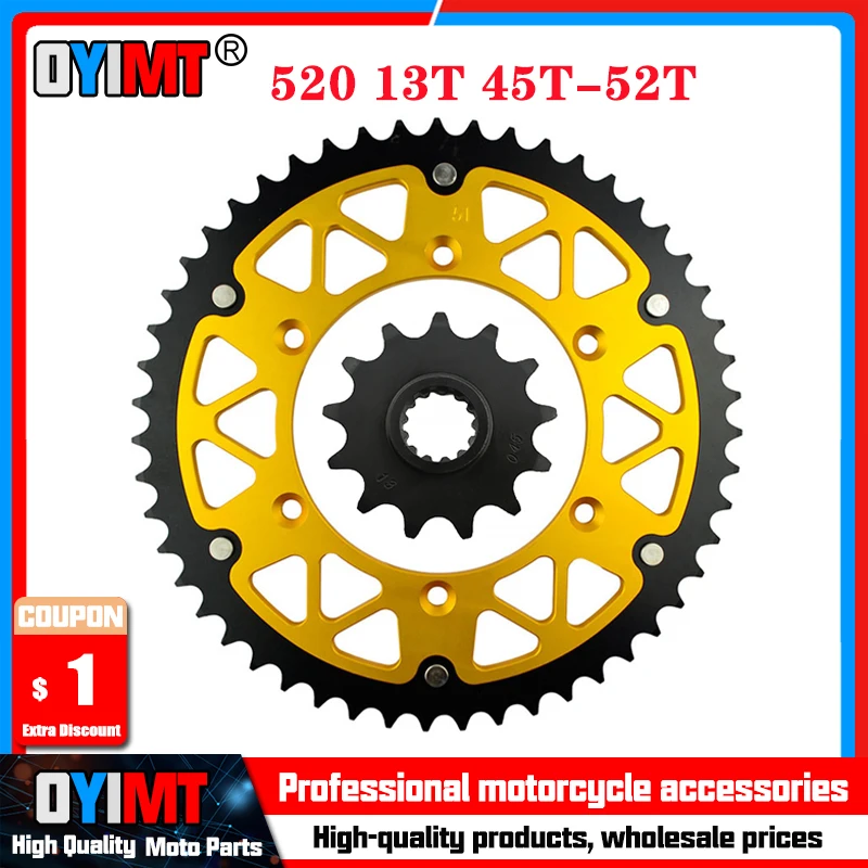 

13T 45T-52T 520 Chain Motorcycle Front & Rear Sprocket For KAWASAKI 400 KLX 400 R B1 B2 KLX 400 SR A1 KLX400R KLX400SR