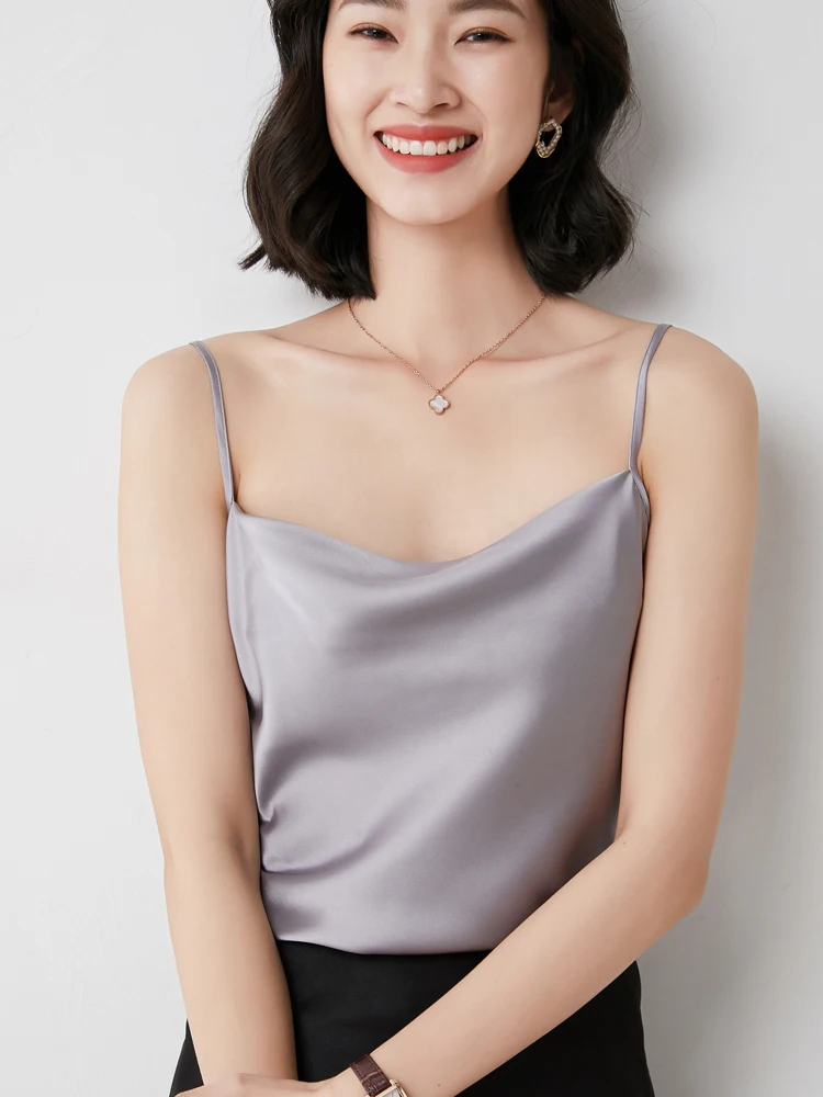 

Новинка лета 2022, женские маленькие подтяжки, модный тонкий атласный жилет, однотонный костюм с шелковыми подтяжками внутри, топы, Лидер прод...