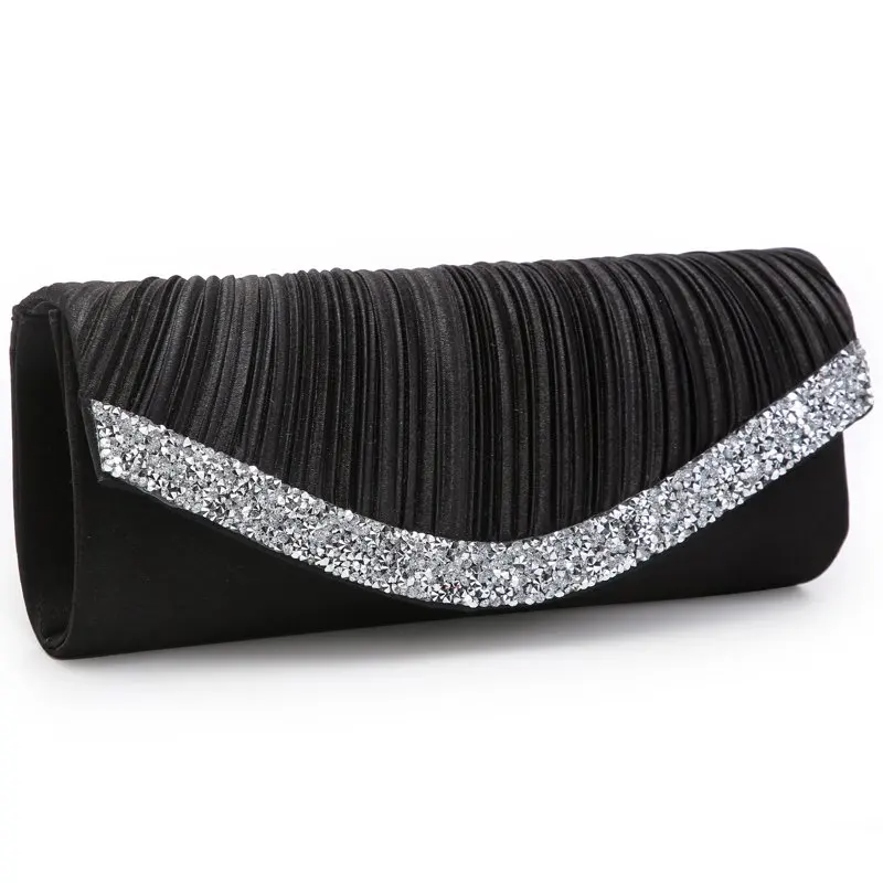 

Women Satin Evening Bags Rhinestone Clutch Purses for Wedding Party Formal Dressy Handbag with Shoulder Chain