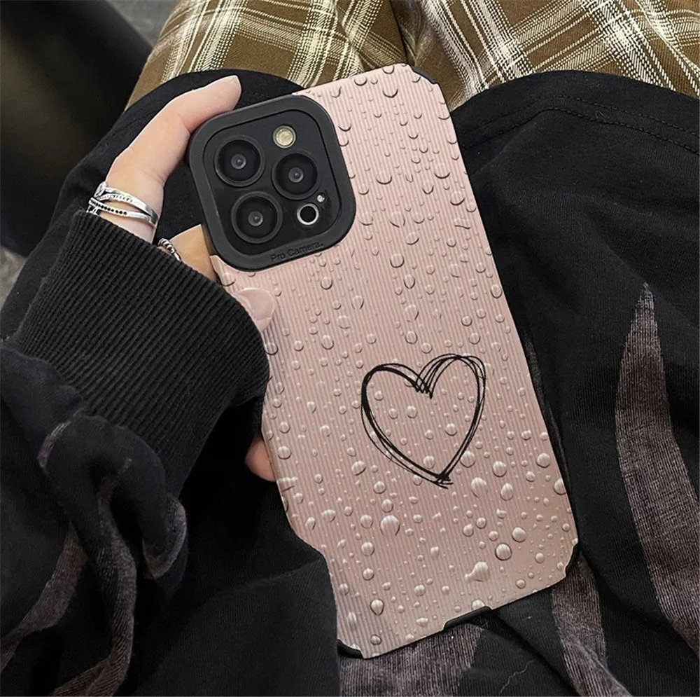 

Lovebay Raindrop Love Heart Pattern Phone Case For iPhone14 11 12 13 Pro 7 8 14 Plus XS Max XR Shockproof Soft Back Bumper Cover