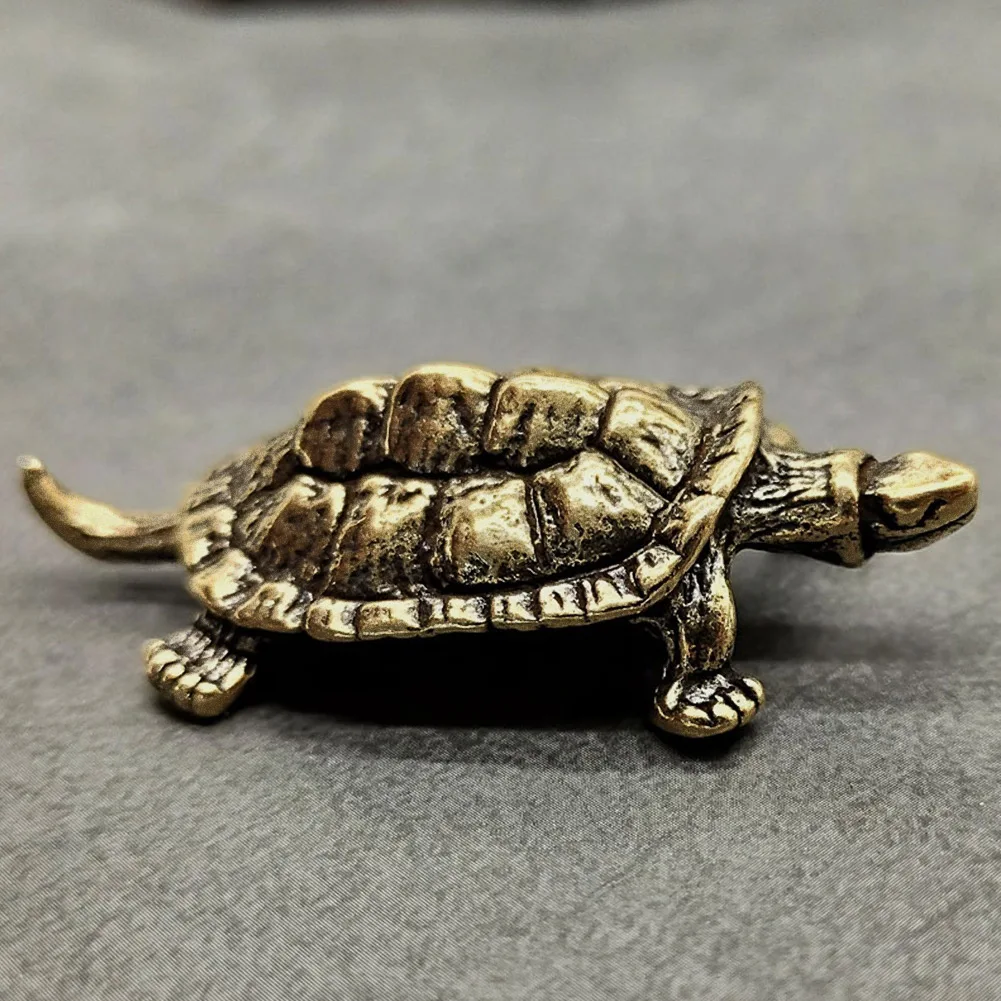 

Solid Copper Turtle Sculpture Ornaments Brass Animal Small Statue Antique Animal Miniatures Desk Decorative Simulation Ornament