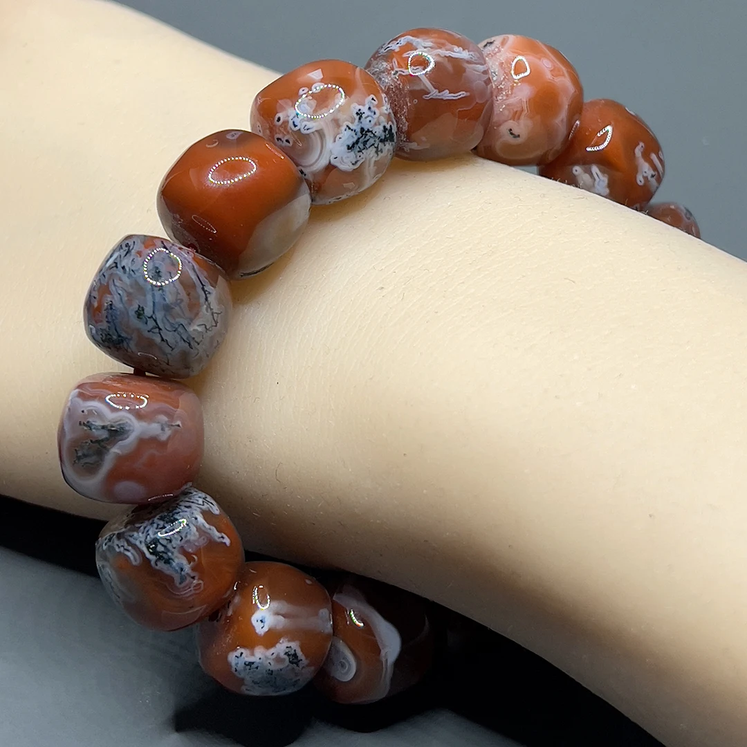 Браслеты из натуральных красных агатовых бусин Wenwan ручные струны редкие
