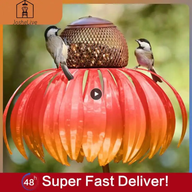 

5/8/10PCS Bird Feeder Bottle Garden Decoration Bird Feeder Container Metal Flower Shaped Outdoor Coneflower Bird Feeder 2023