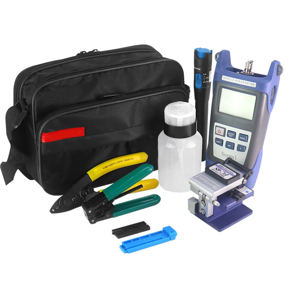 

FTTH Cold Splicing Kit FC-6S Fiber Cutter Red Light Pen A Type Optical Power Meter Cable Striping Plier Tools Set
