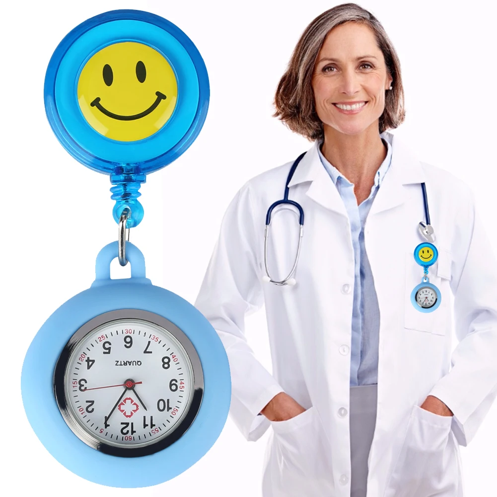 Quratz Nurse Watch for Women Gift Set Adjustable Mask Extension Belt Cute Smiling Clip-on Nurse Brooch Watch Mesa De Enfermera