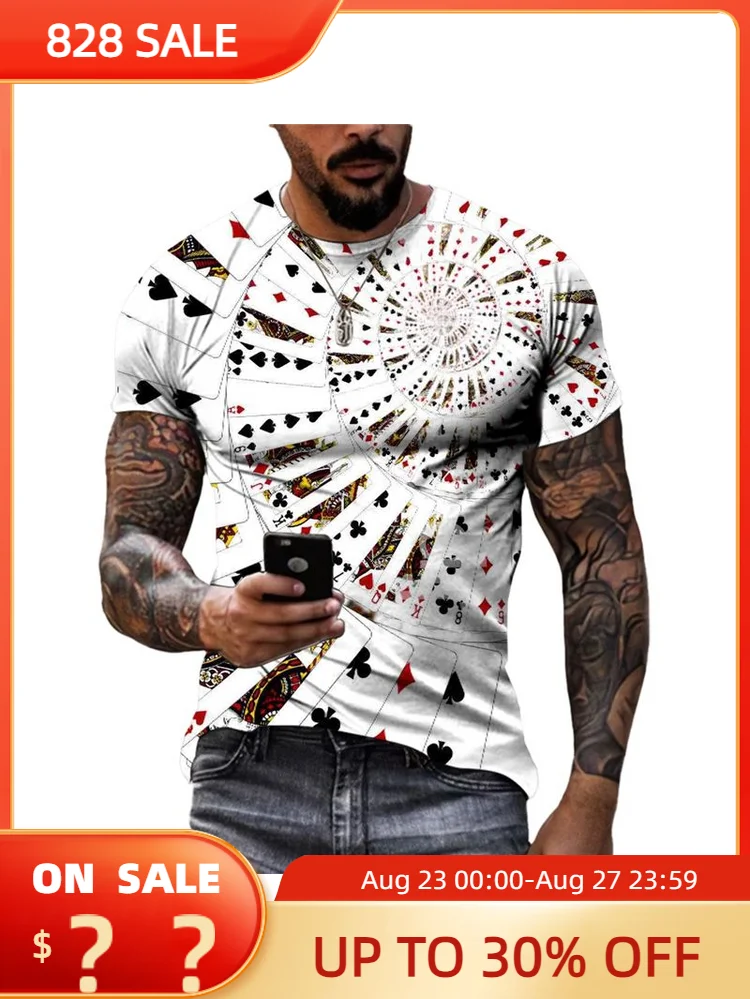 

Summer New Cool Personality Poker graphic t shirts Men Casual Fashion Originality Card Pattern Tees 3D Printed Short Sleeve Tops
