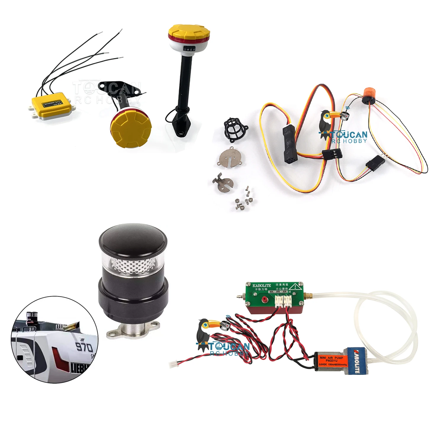 

HUINA GPS Light Smoke Unit Coarse Filter Rotating Warning Light for K970 Kabolite 1/14 Hydraulic RC Excavator Spare Parts