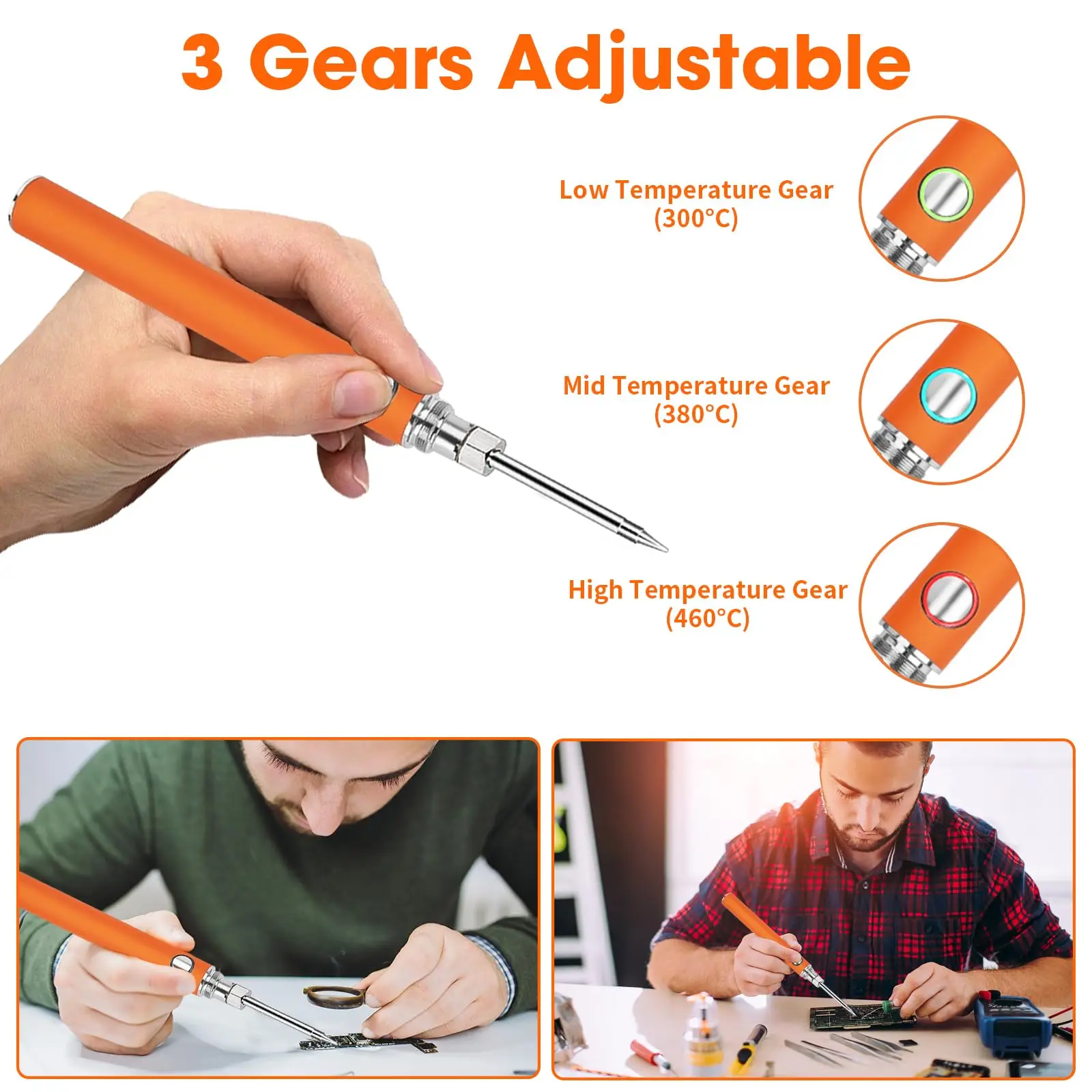 Беспроводной паяльник с 3 наконечниками перезаряжаемый и регулировка