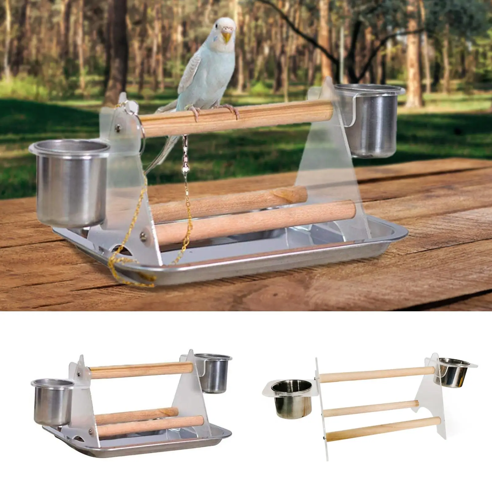 

Parrot Desktop Stand Play Stand Tripod and Feeding Cup for Bird Pet Bird Training Stand Perch for Parrots Parakeets Bird Desktop