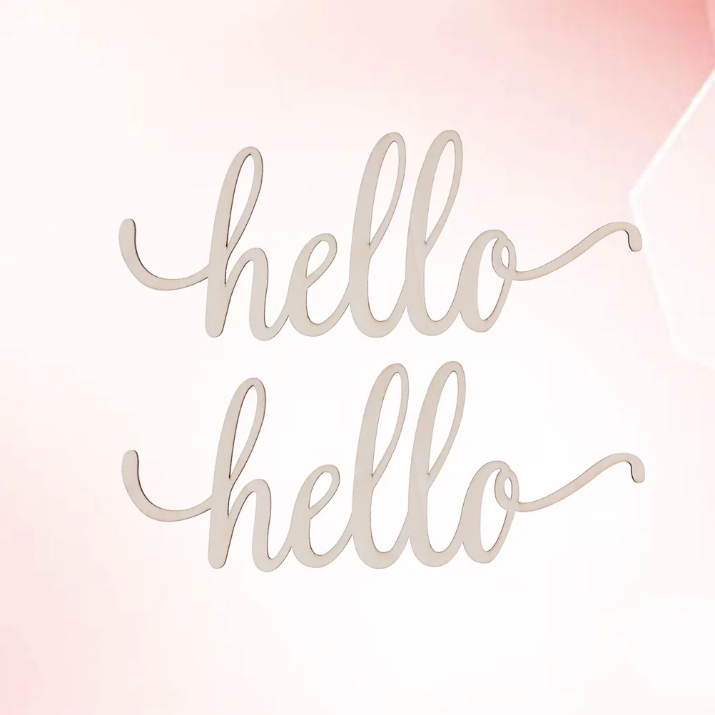 

2pcs Creative Hello Wood Sign Home Decor Wall Ornament Wood Sign Decorative Signage for Home Bedroom
