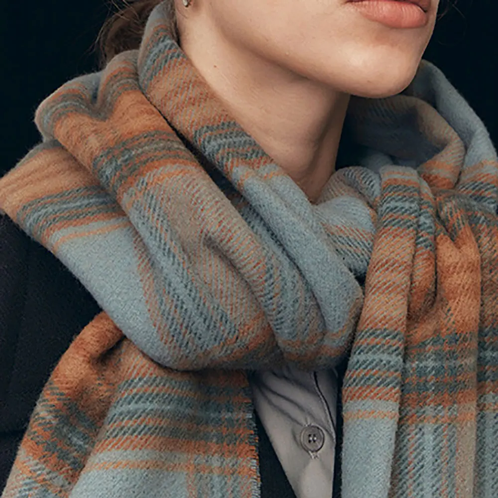 Женский шерстяной шарф L0 * очень длинный клетчатый теплая и универсальная Новая