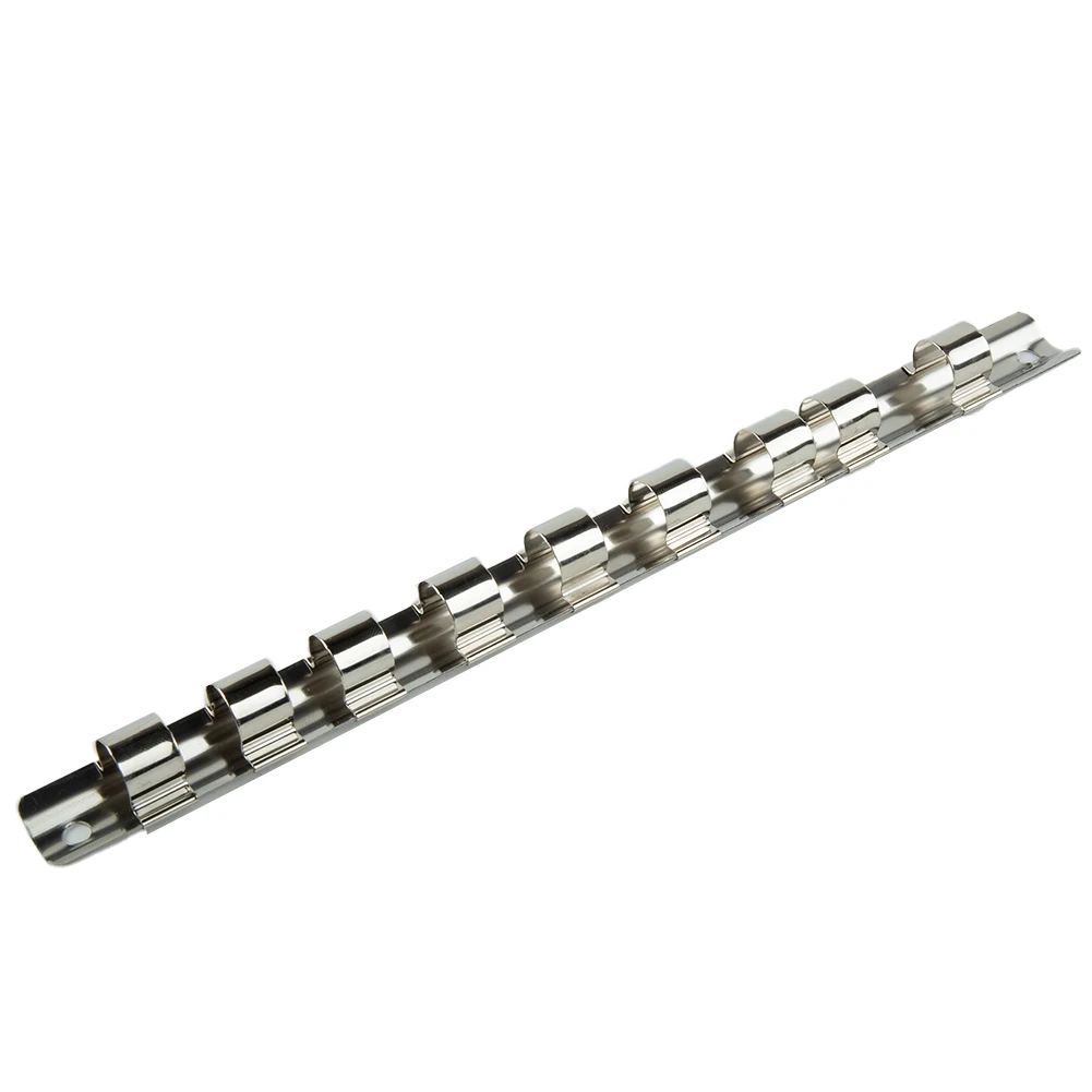 

New Socket Storage Rack Holder 1/4‘’ 3/8‘’ 1/2‘’ With 8 Clips On Rail Tools Organizer Storage Power Tools Accessories