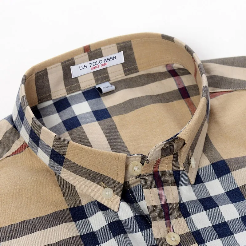 Мужская клетчатая рубашка U.S.Polo Assn. Classic из 100% хлопка модная Высококачественная