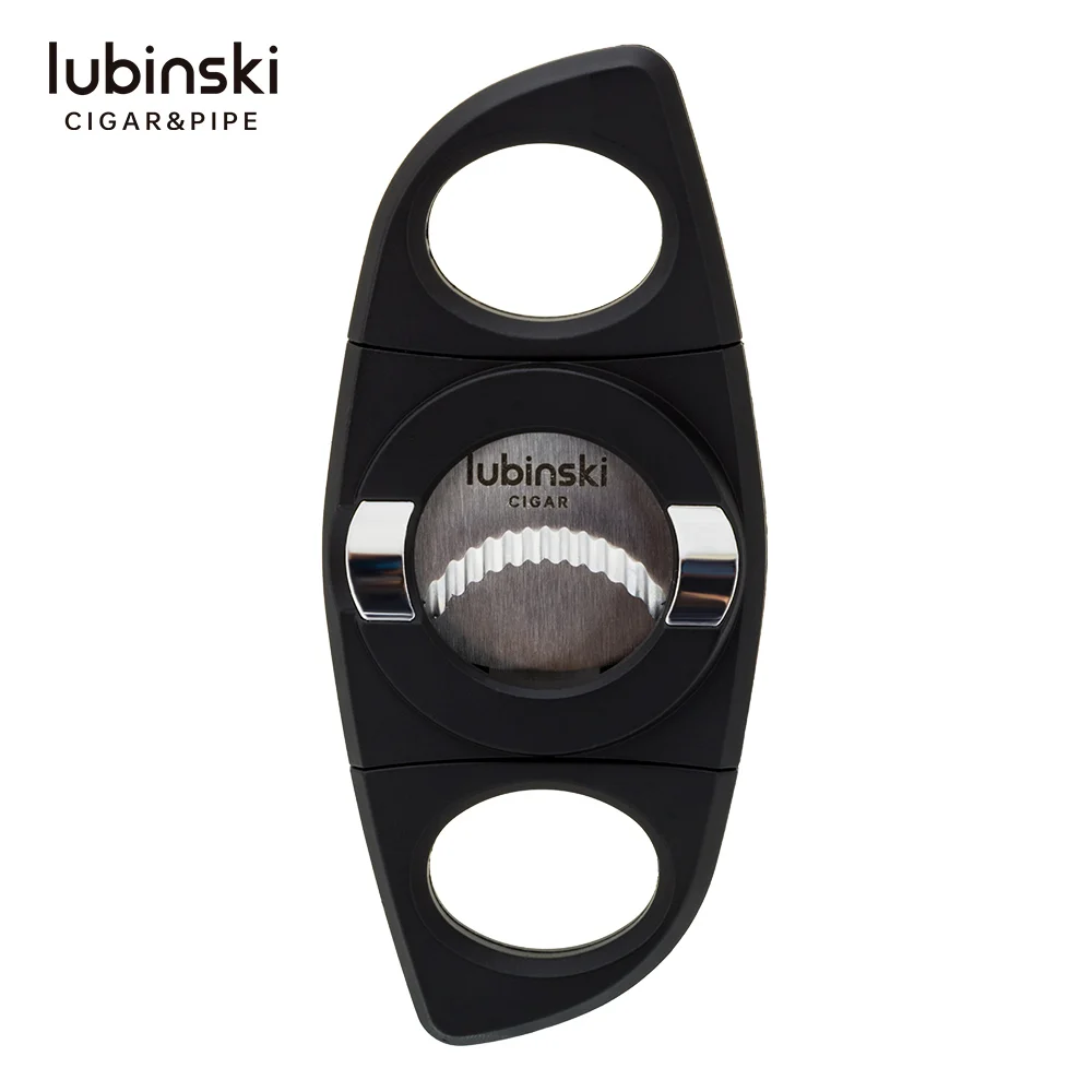 

LUBINSKI Stainless Steel Pocket Cigar Cutter Knife Scissors Double Blades With Cigar Stand Gift Box