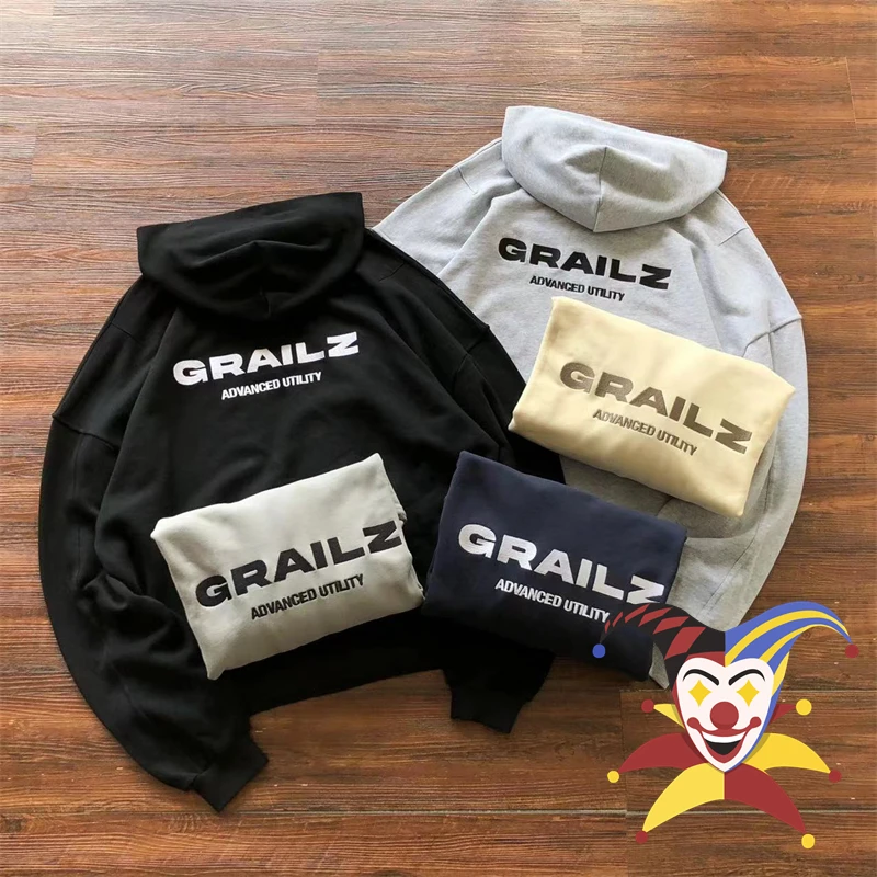 

Embroidery GRAILZ Logo Hoodie Men Women Heavy Fabric Unisex Casual Oversize Pullovers Hooded