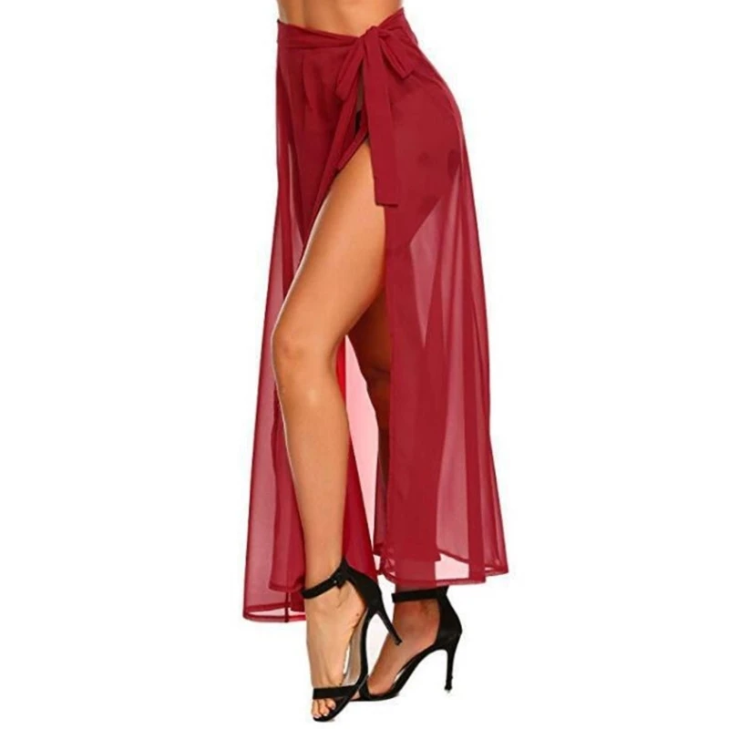 

Купальник-саронг для женщин, пляжная юбка с запахом на завязках сбоку, сексуальное бикини, прозрачный шарф, купальный костюм, нижняя накидка GXMF
