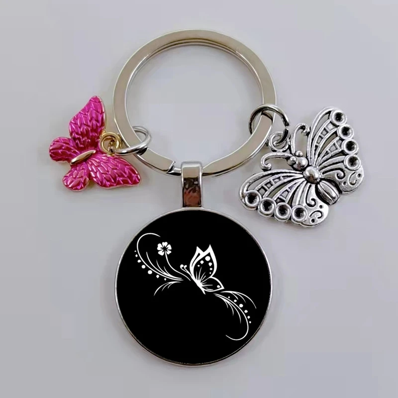 Красочная эмалированная бабочка брелок цветок искусство картина кабошон стекло