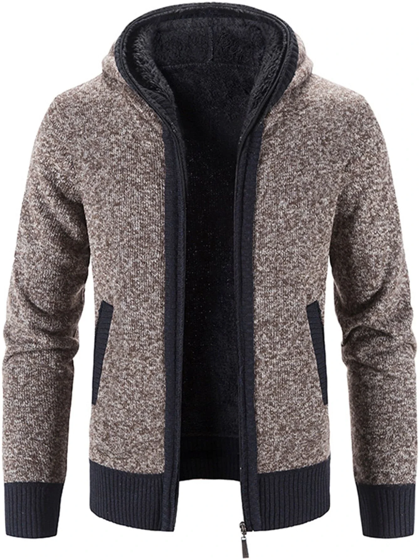 

Мужская куртка на молнии, кардиган с карманами из полиэстера, с точной детализацией, свитер для свиданий, Осень-зима