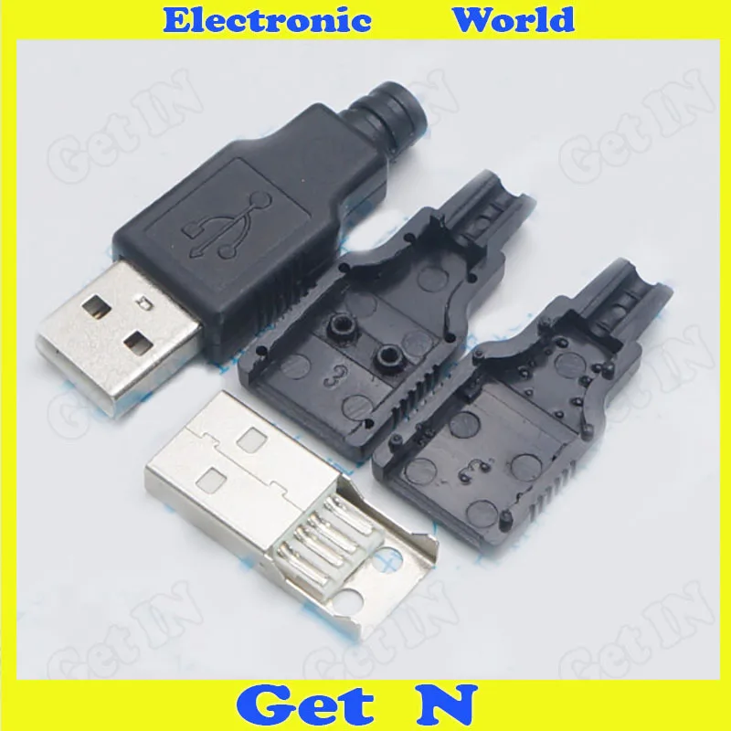 

2000 A Male Welding Wire USB Type A Male Plug 4P4 Line Plastic Shell Housing With Plastic Male Head Three-piece USB Connector