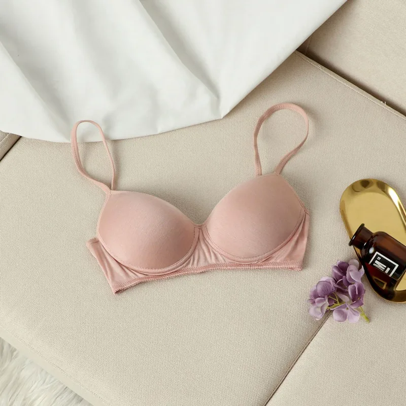 Thin No Steel Ring Silk Bra Women's Breathable Seamless Mulberry Silk Girls Underwear