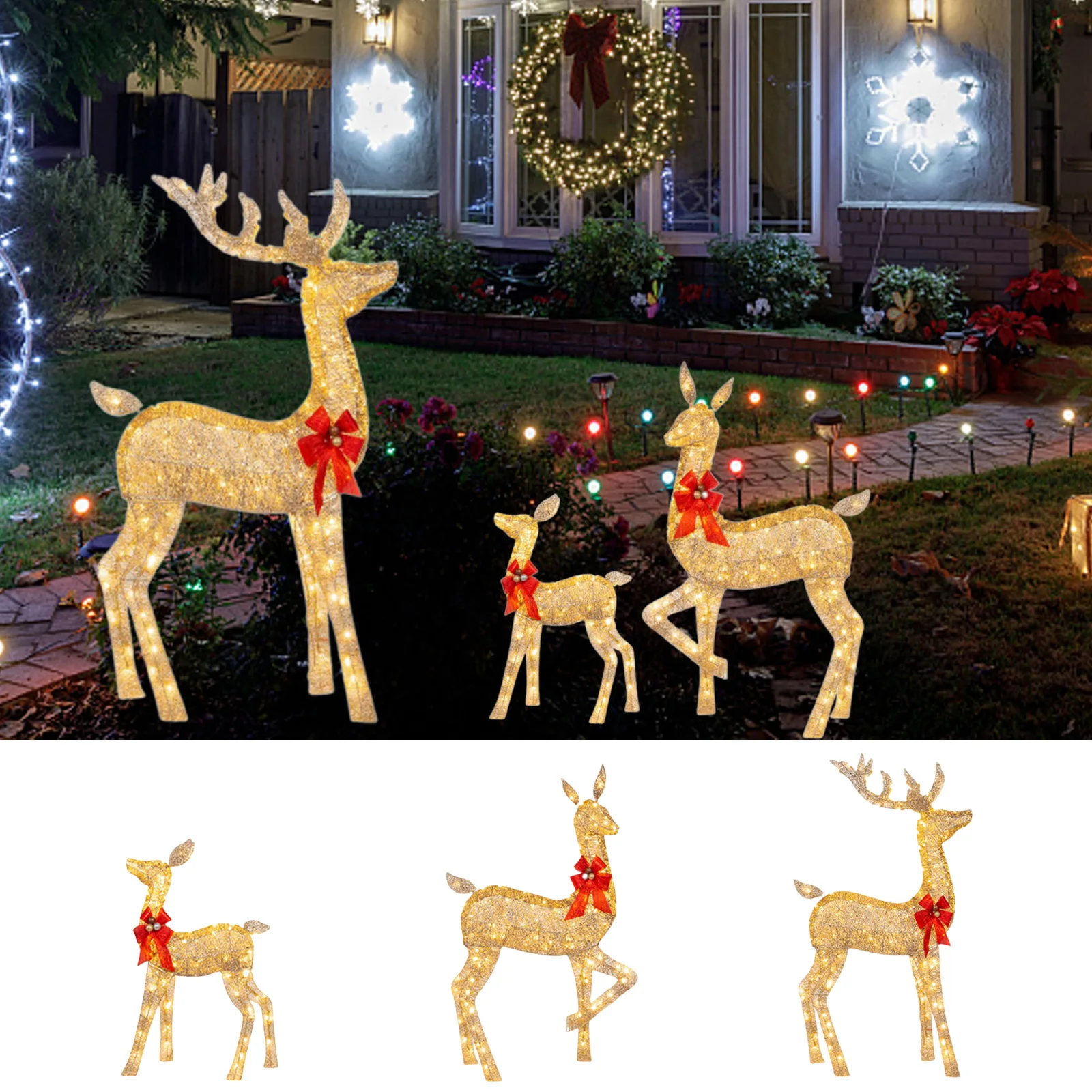 

Acrylic Glowing Elk Light Exquisite LED Luminous Reindeer Ornament Button Battery Powered with Light String New Year Decorations