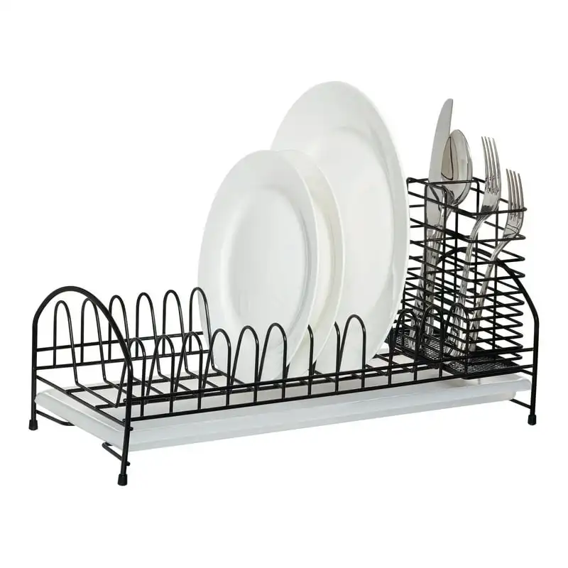 

Storage Slim Dish Rack in Black & Clear