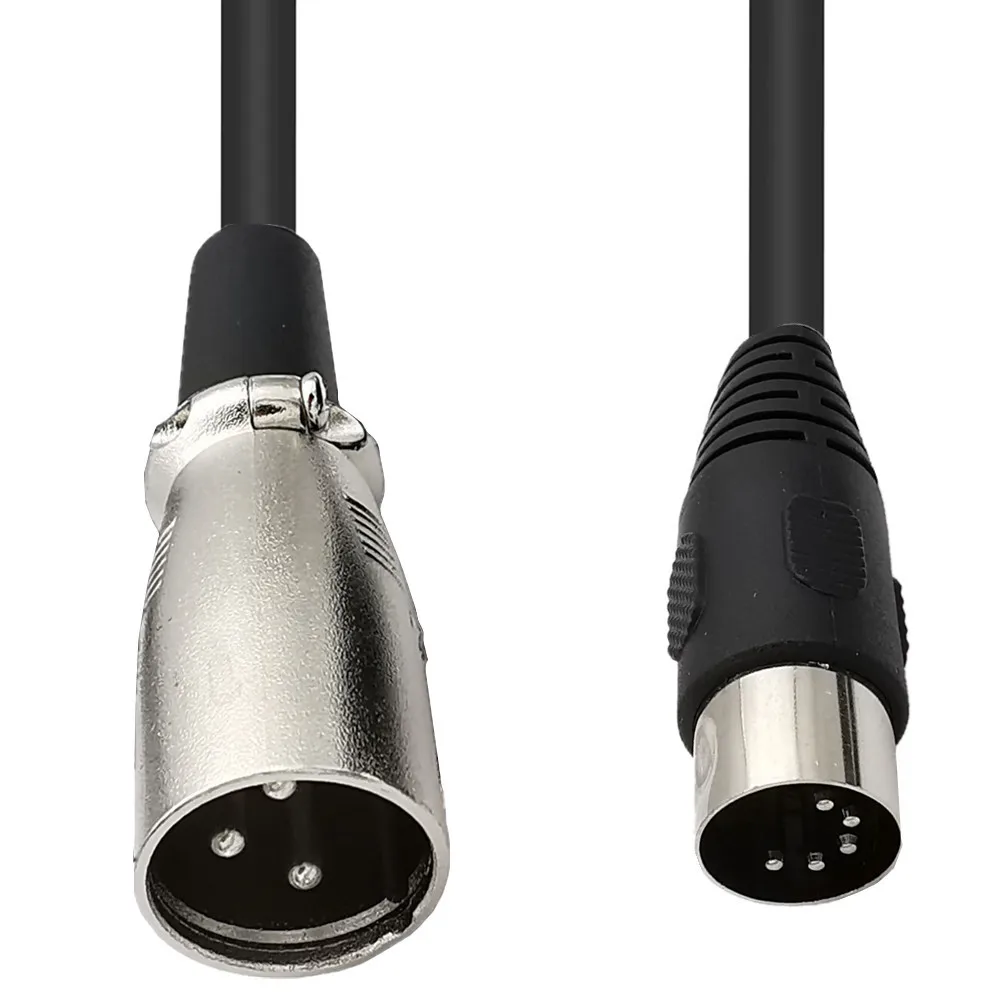 Фото Кабель-переходник MIDI-XLR DIN 5-контактный разъем «папа» — XLR 3-контактный аудиокабель для подходящих музыкальных инструментов с разъемом MIDI или XLR №3