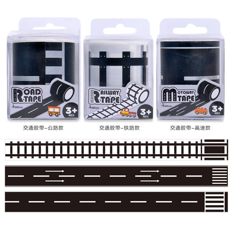 

New gift DIY road rail belt sticker road toys children's puzzle design track scene can be used with car car train curve pathway