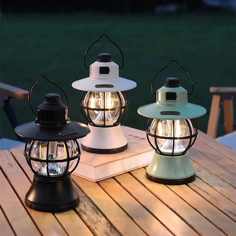 

Retro Outdoor Hooking Camping Lamp: Stepless Dimming Waterproof Portable Inspection USB Type-c Rechargeable