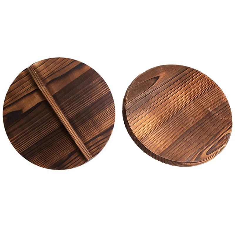 

2Pcs Kitchen Wooden Pot Cover Handle Pan Lid Eco-Friendly Anti-Scalding Wood Baking Pot Lids Cover - 26Cm & 30Cm