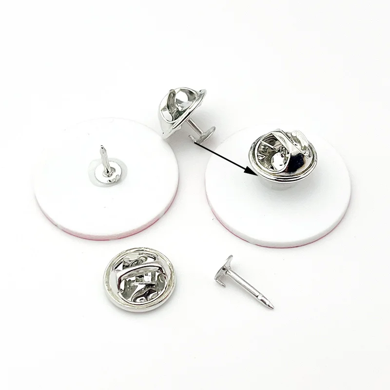 50Pcs Disc Shaped Brooch Base Safety Pearl Stainless Long Pin DIY Make Handmade Flower Jewelry Accessories Findings Wholesale