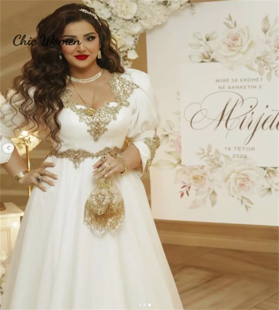 

Traditional Moroccan Evening Dress 2023 V Neck White Elegant Women Formal Occasion Dresses Beautiful Lace Beaded Party Gowns