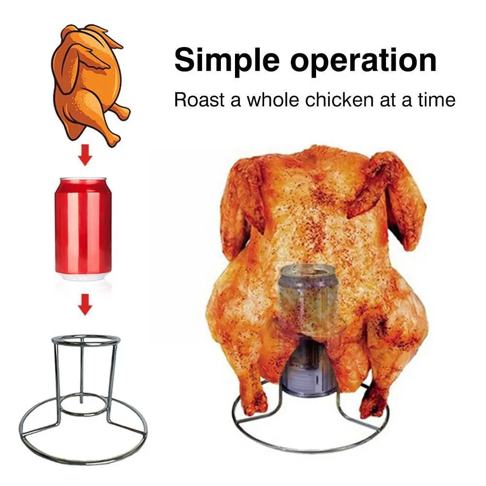 

Chicken Grill Stand Steel Electroplating BBQ Roasting Holder Beer Can Chicken Rack For Indoor Outdoor Camping Picnic