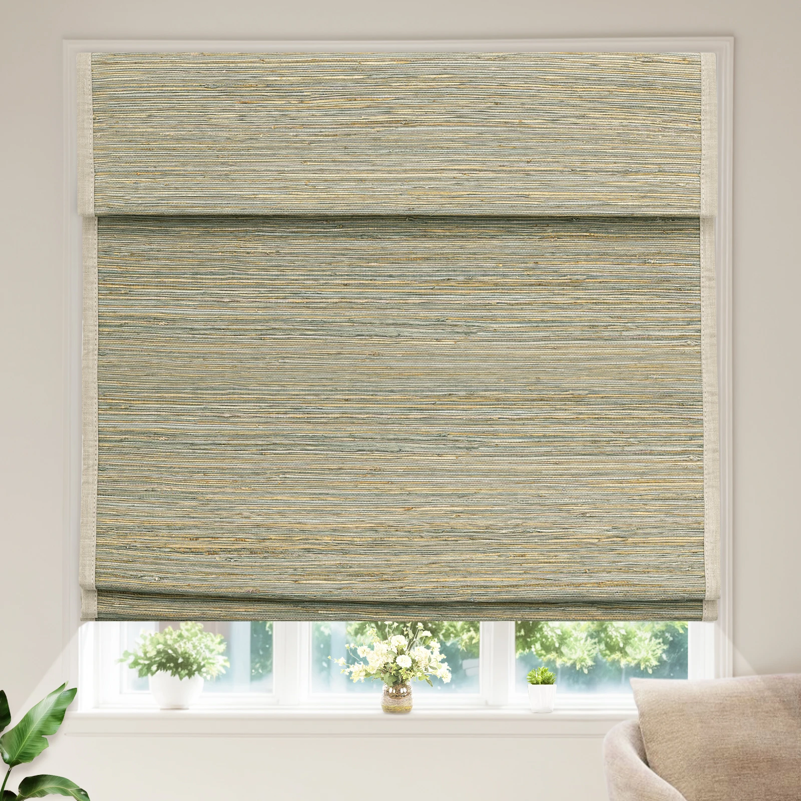 Беспроводные римские жалюзи Moonice натуральная тканая ткань шторы фильтрация