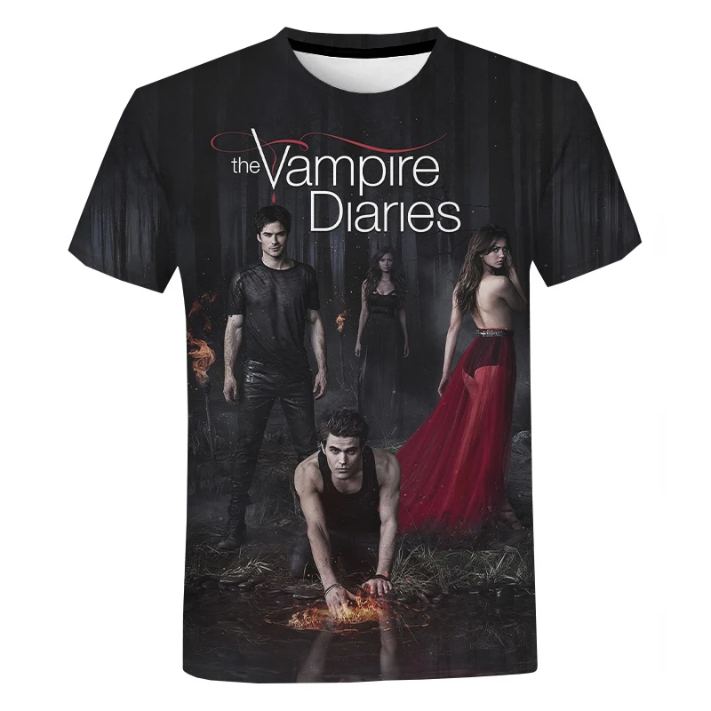 

2023 New TV Series T Shirt The Vampire Diaries 3D Printed T-shirt Men /Women's Fashion Streetwear Oversized Tshirt Tees Tops
