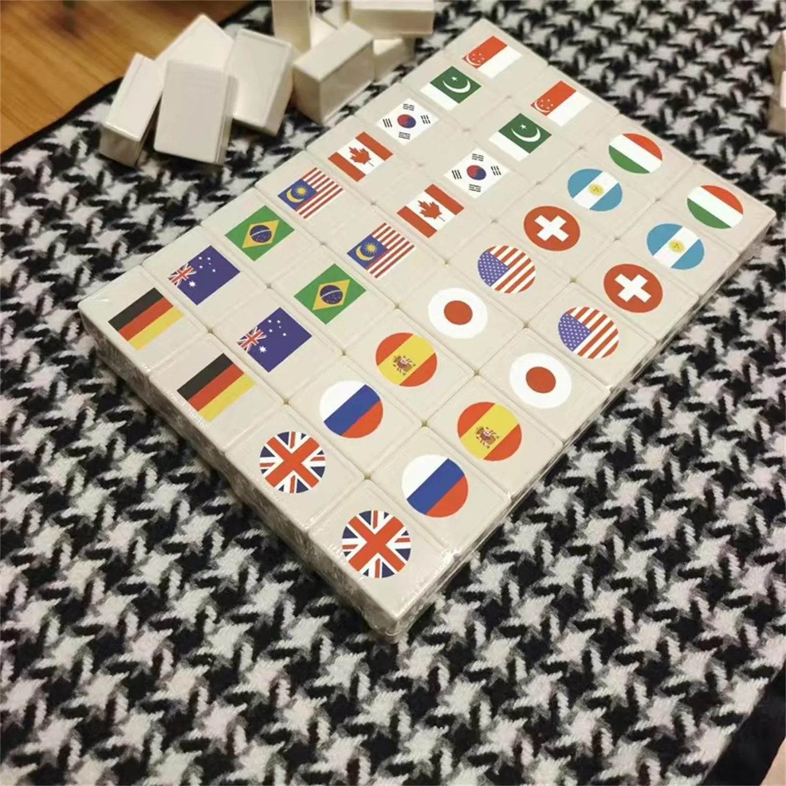 Tiktok Primal Sea Mahjong Tile Game Block Set 65 Предметов С Рисунком Флага Веселая Искусственная Игра