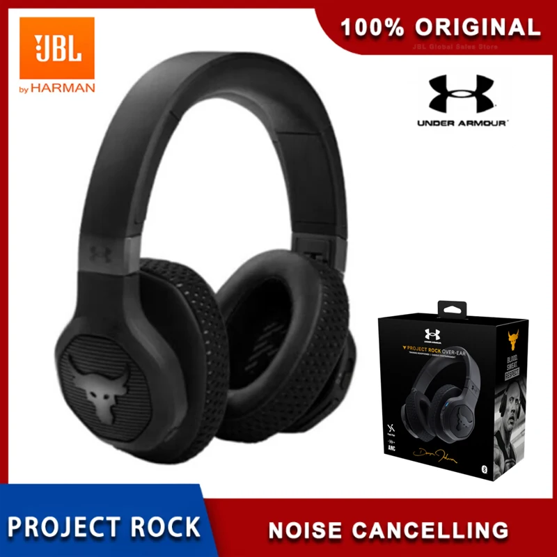 

JBL UA Project Rock Bluetooth Wireless Headphones Under Armour ANC Noise Cancelling Sport Running Fitness Music Headset With Mic